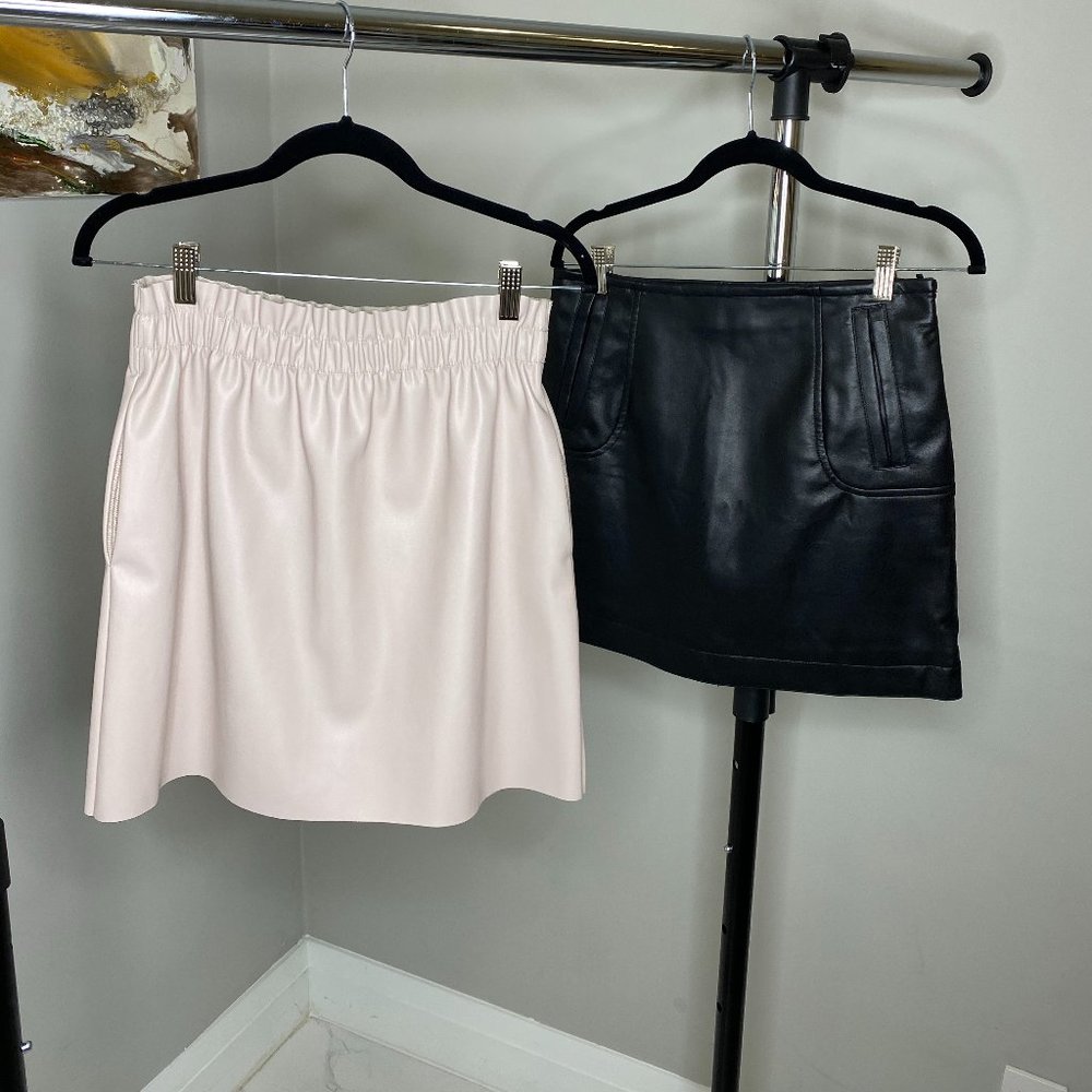Zara Light Pink mini leather skirt